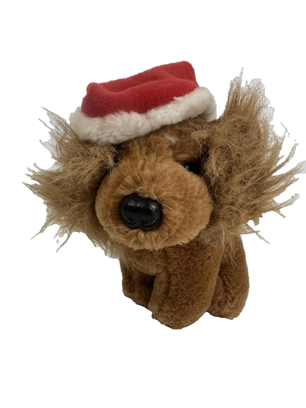 Christmas Holiday Santa Stuffed Animal Dog Cocker Spaniel Puppy Plush w/Hat Vtg